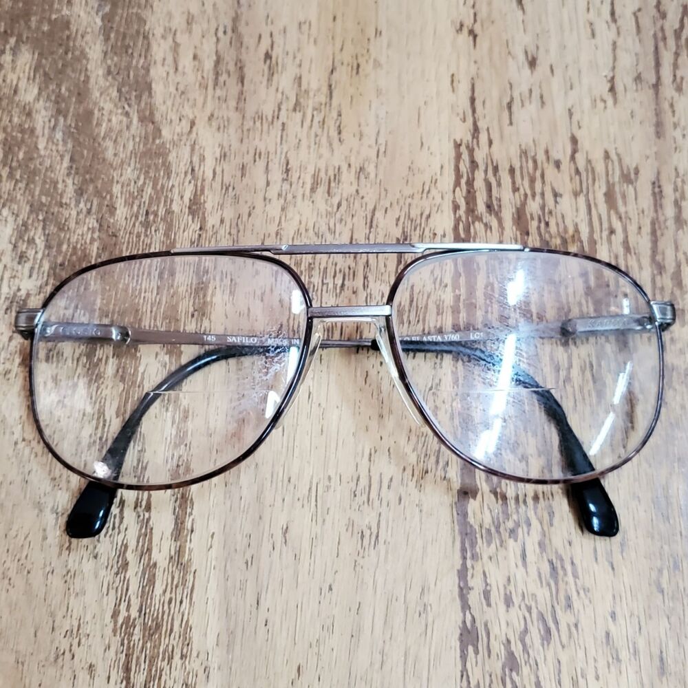 Vintage Safilo Elasta Eyeglasses Frame 3760 Bronze & Silver Tone Rectangle #145
